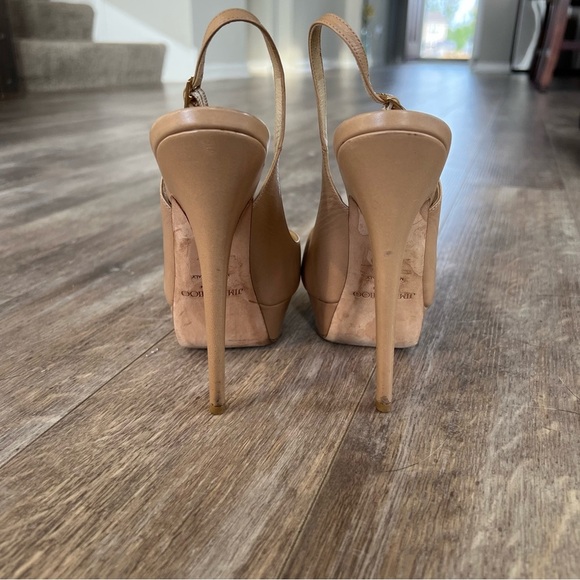 Jimmy Choo Tan Platform Peep-Toe Heels - Picture 7 of 13